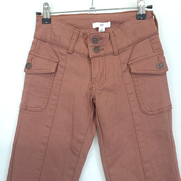 BP Bootcut Pants Low Rise Flap Pockets Stretch Button Fly Women 23 Rust - Picture 13 of 14